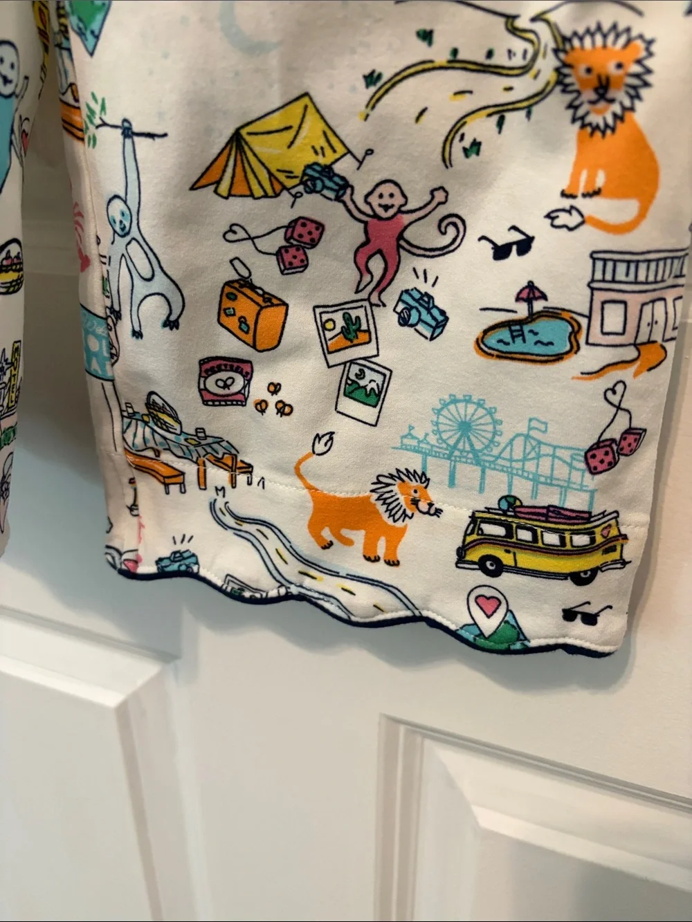 Roller Rabbit x Target White Pajama Pants with Multicolor Adventure Print